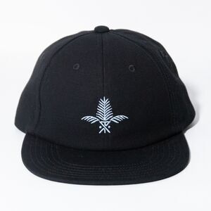 NWT Roark Silver Fern 6 Panel Embroidered Leather Strapback Hat Cap Black RH627